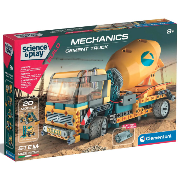 Конструктор 20 в 1 Clementoni "Concrete Mixer Truck", серия "Science & Play", 300 деталей