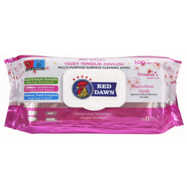 Універсальні вологі серветки для прибирання Red Dawn Цвіт японської вишні, 100 шт