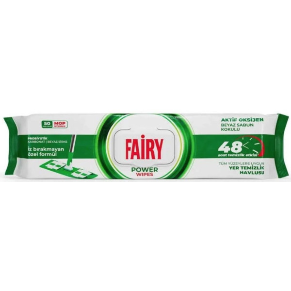 Серветки вологі для прибирання підлоги Fairy Power з ароматом білого мила, 50 шт