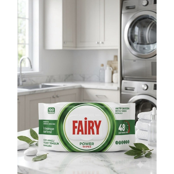 Універсальні вологі серветки для прибирання FAIRY Power Wipes Аромат чистоти з активним киснем, содою та оцтом (100 шт)